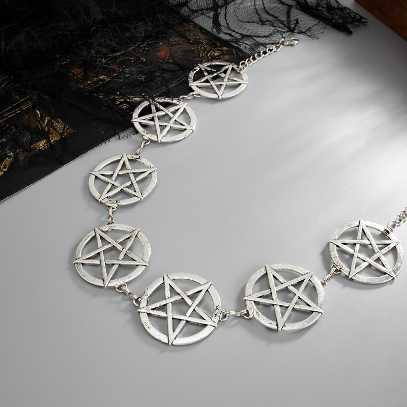 Y2K Gothic Style Women'S Waist Chain Pentagram Metal Decoration Punk Style Halloween Accessories Gifts