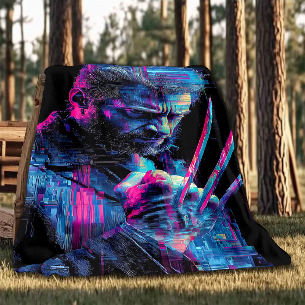 1pc Wolverine Outdoor Flannel Blanket Gift For Boys Girls Adults, Family Friends