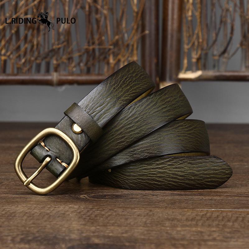 Handmade Retro Copper Buckle Ladies Belt Leather Belt Simple and Versatile Pin Buckle
