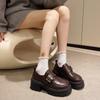 Thick-soled heightened loafers women's 2025 new spring popular single shoes versatile thick heel with skirt college small leather shoes