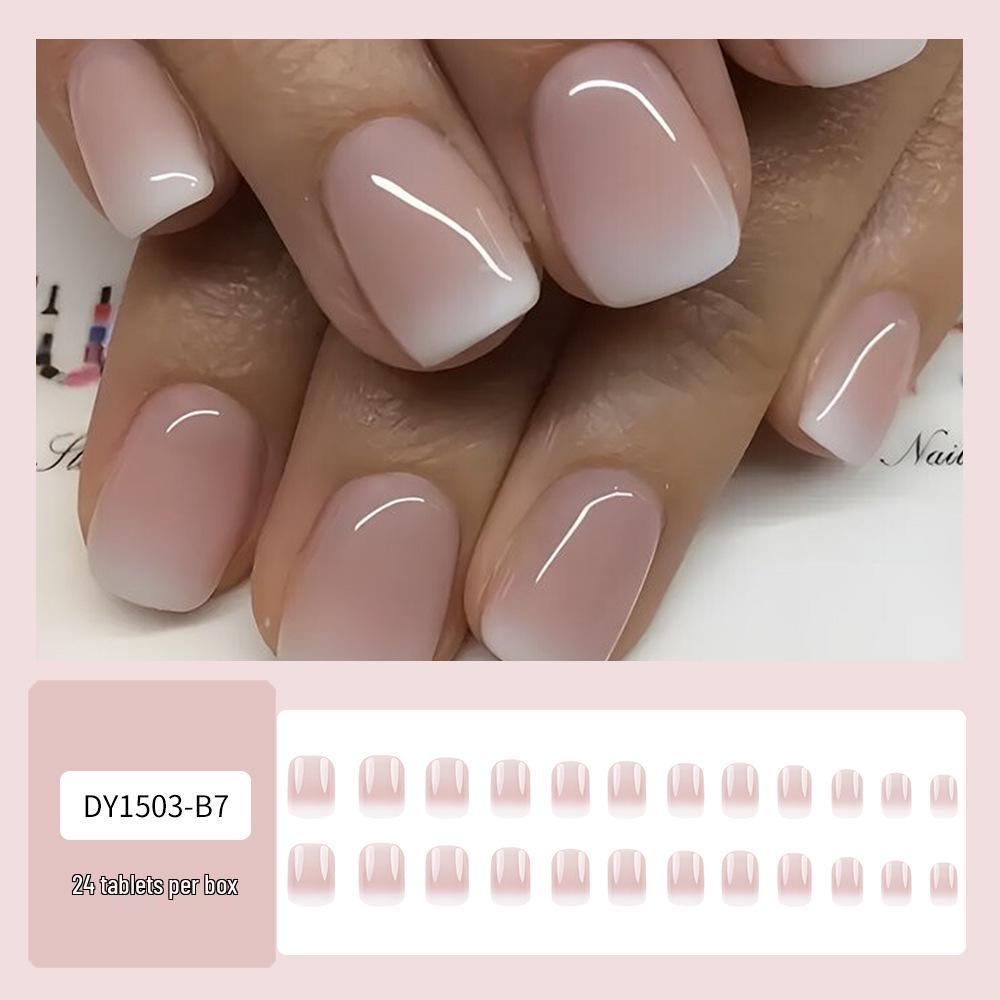 

Popular European Square False Nails in Spicy Girl Style - Pink & White Gradient, Wearable Nail Patches