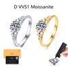 Customized S925 Sterling Silver Female Ring Light Luxury 1CT Moissanite Platinum Plated Engagement Ring Factory Sales