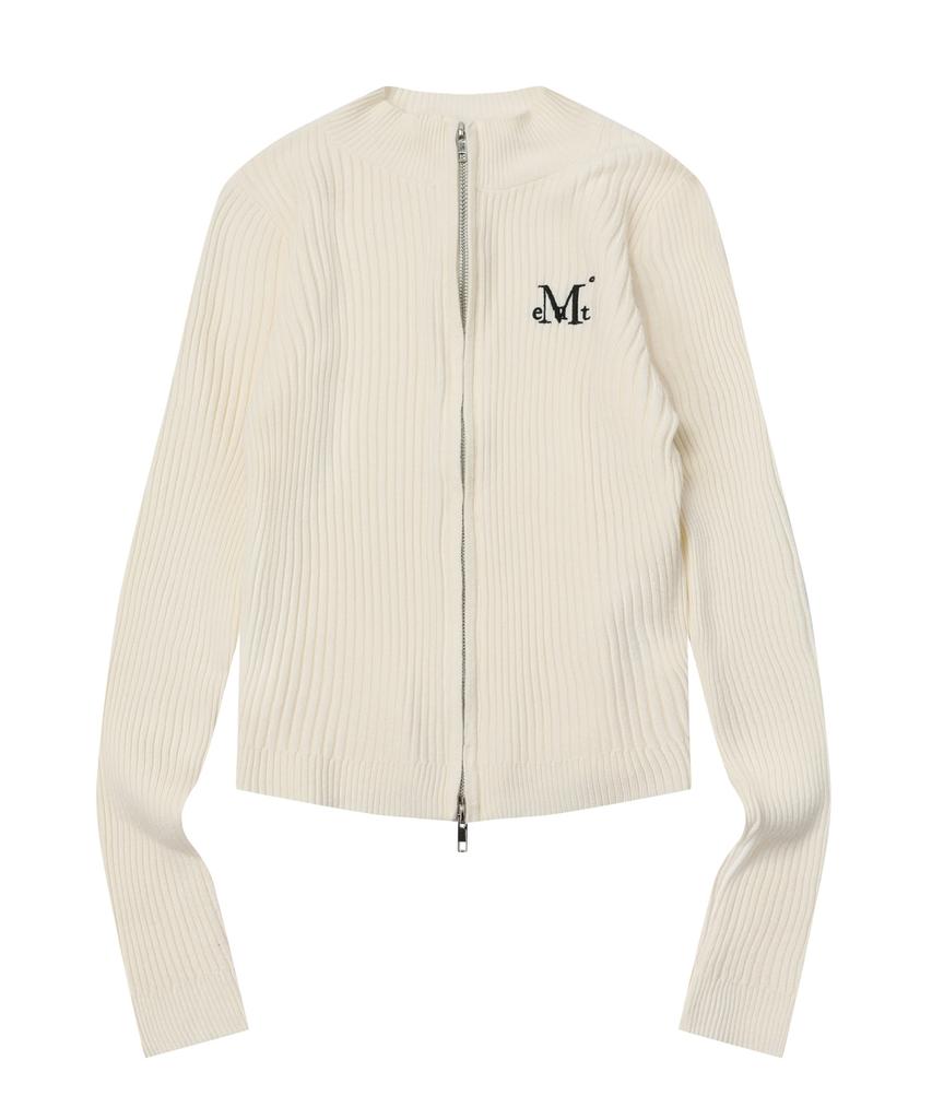 Mucent Orchid Ribbed Crop Knit Zip-Up (7 Colors)