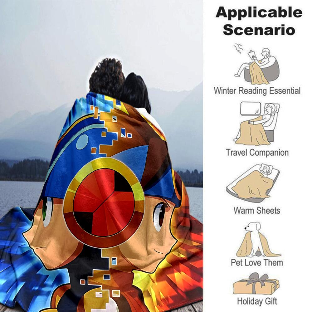 Cyberpunk Hero Profile Flannel Blanket Super Soft Warm Cozy Blanket For Sofa Bed Office Travel Allseason Home Decor Gift