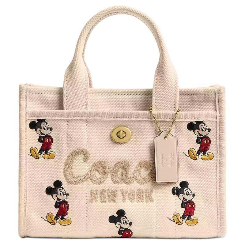 

COACH handbag Disney joint model 20 Mickey Mouse print detachable shoulder strap canvas and grosgrain canvas bag tote bag tote bag shopping bag бежевий