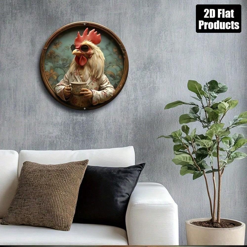Vintage Angry Chicken Metal Sign 8x8 Inch Funny Humorous Wall Decor For Home Bar Kitchen Cafe Gift