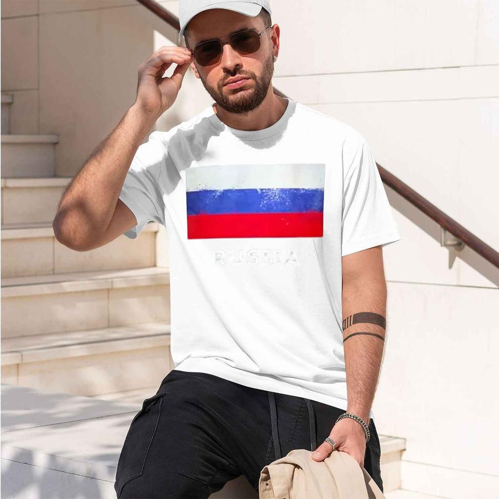 Russia Flag Design Unisexs Tshirt National P Pattern Summer Casual Wear Gift For Unisex And 2026 New Model Shortsleeve Crewneck Tsh