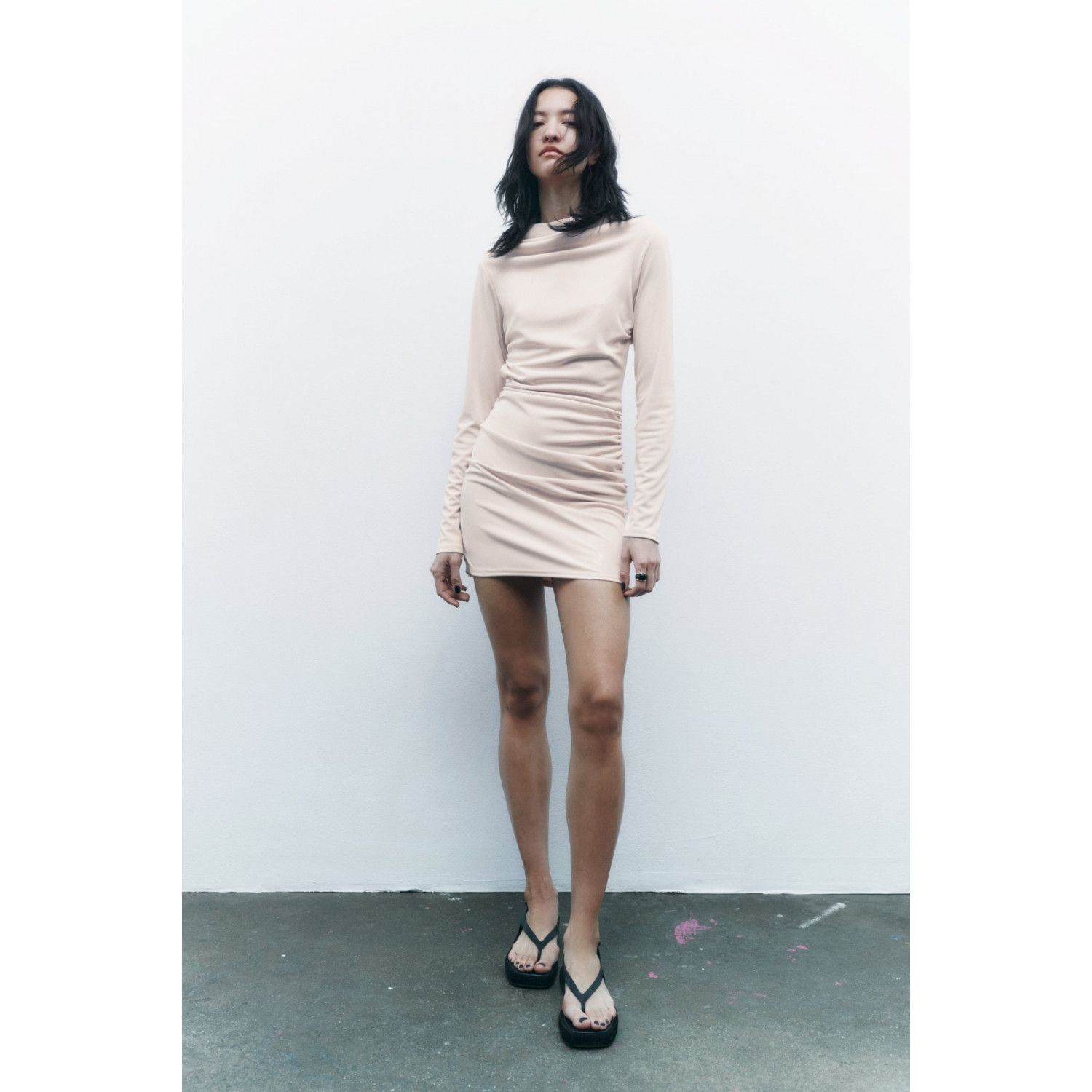 

OPEN-BACK DRESS WITH HOOD