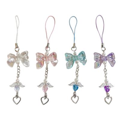 Heart Bag Charm Phone Lanyard Bowknot Phone Accessory Multifuntional Keychain Stylish Bag Pendant Gift for Woman Girl