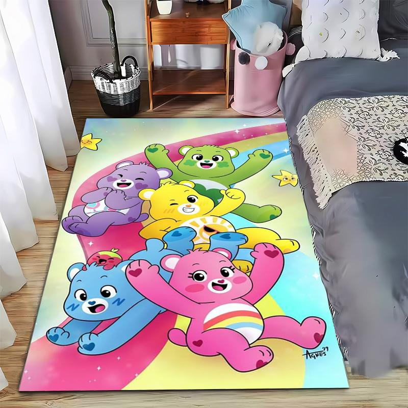Colorful Cartoon Bears Carpet with Rainbow and Star Design Suitable for Use As an Anti-slip for Living Room Bedroom Sofas