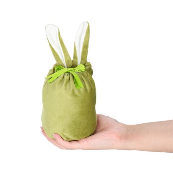 24 Stück Hasen-Geschenktüten, Samttüten mit Kordelzug, Hasen-Geschenk