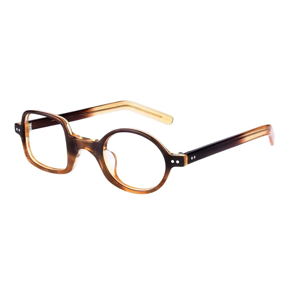 

Pure Handmade Round Square Glasses Frame Men Women Acetate Designer Unique Eyeglasses Spectacle Frames Fashionable Eyewear Gafas коричневый