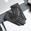 1 Pair Warm Lined Mens Black Leather Gloves with Cool Design for Winter, Men, Ideal Choice for Gifts