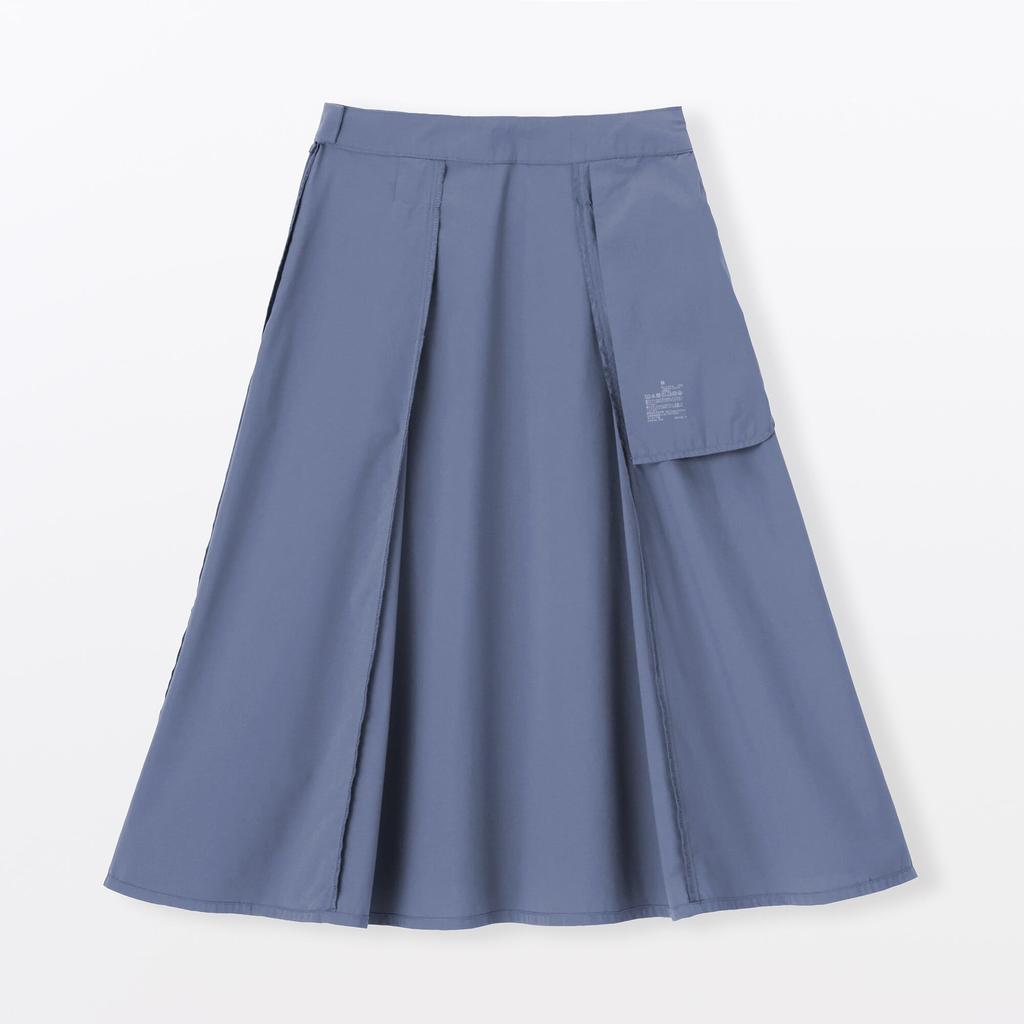 MUJI Women's Quick-Drying Broad Flare Skirt, BE1VAA5S, Smoky Blue, Size S