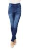Happy Marilyn Skinny Stretch Denim Pants with Elastic Size Cropped Indigo Women's Waist, 7L, Length, Textured, (Product Code 448005)