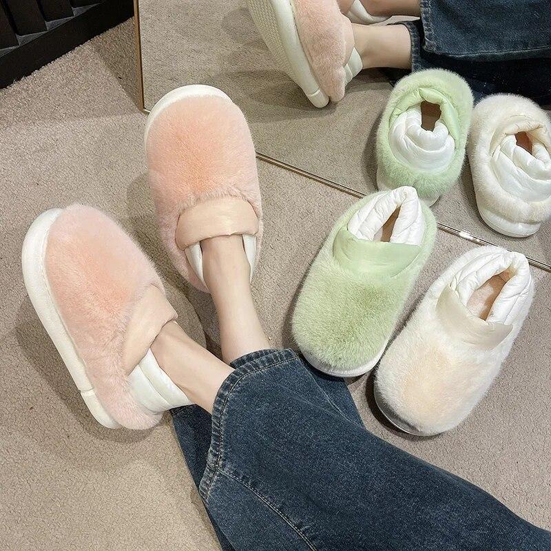 

Классические женские туфли на меху на плоской подошве, зимняя повседневная женская обувь без шнуровки с круглым носком, теплые плюшевые туфли на платформе, большие размеры