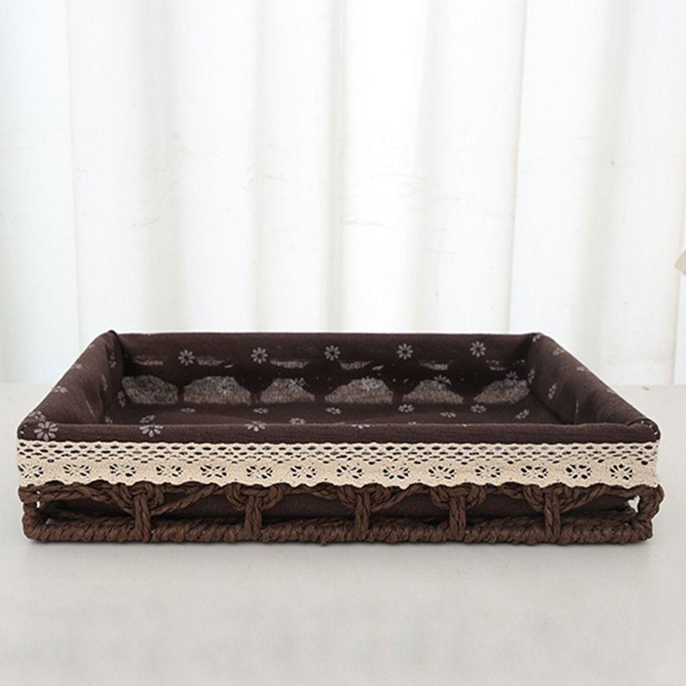 Bohemia Tabletop Fruit Container Hollow Out Straw Storage Basket Bin  Home Decor