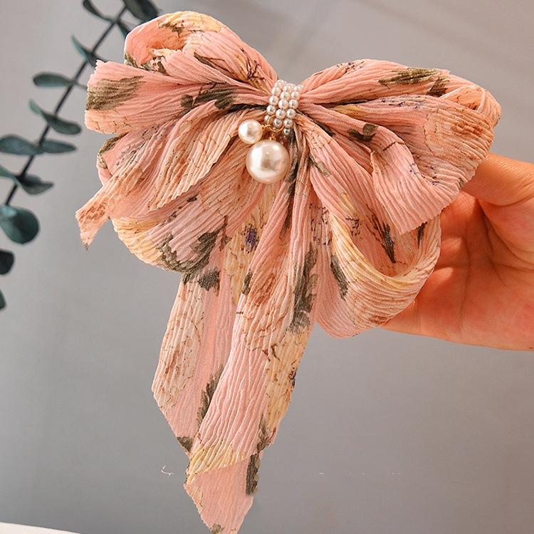 New Red Bowknot Hairpin Fashion Women Hair Clip Fabric Korean Style Long Ribbon Butterfly Hairpin Hair Accessories