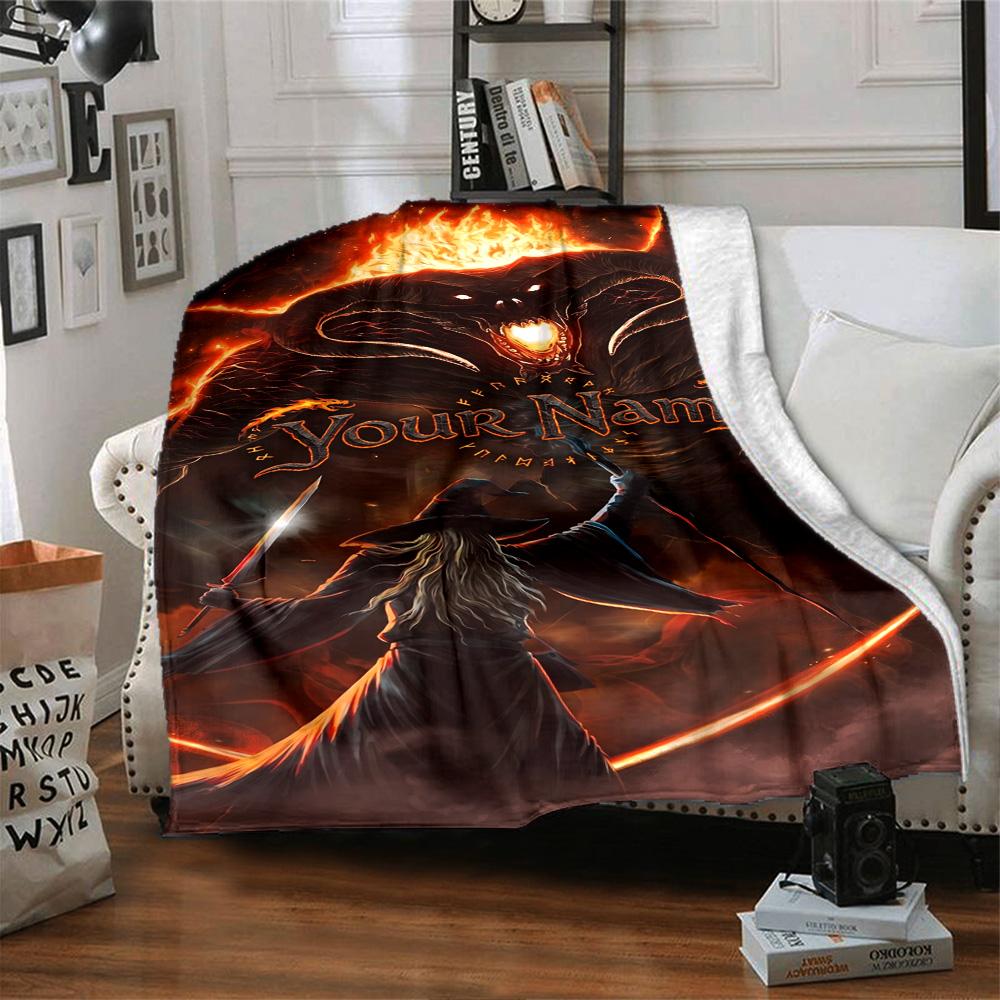 Lord Rings Customize Text Blanket Multi-purpose Personalized Blanket Warmthful Decor Suitable for Office Office Chair Seaside Livingroom