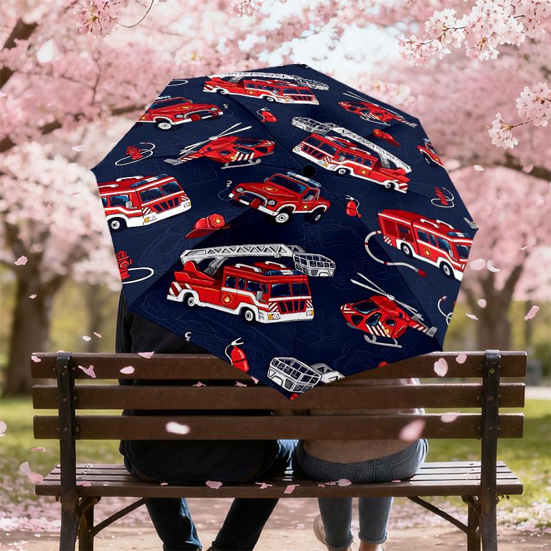1PC firetruck fire hydrantAutomatic Open/Close Umbrella with Windproof, 8-Rib Sturdy Canopy, Durable Ribs, Fashionable Design, Outdoor Accessory, Fun
