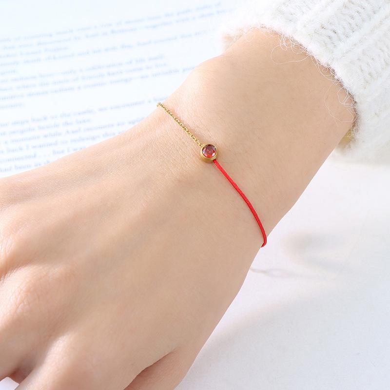 

Этнический браслет из титановой стали с цирконом и красной веревкой, унисекс