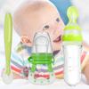 Matningskombination för bebis – Fruktmatare, Skedmatningsflaska & Matningssked i silikon (Paket om 3)