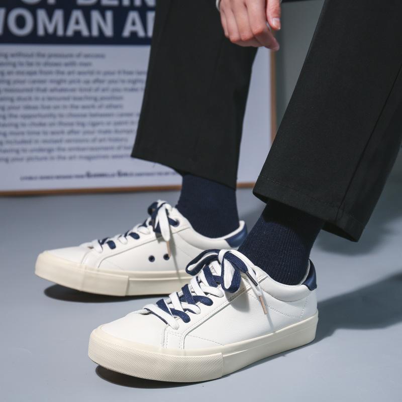 Spring New Couple Board Shoes Microfiber Leather Surface White Shoes Versatile Canvas Shoes Men'S Trend Student Casual Shoes