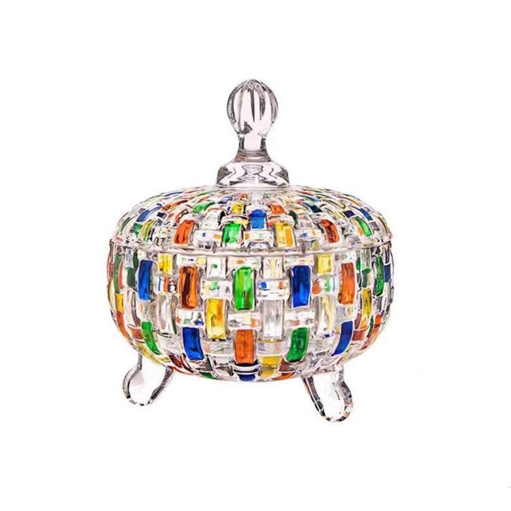 Elegantes Glas Europäischer Stil Süßigkeitenglas Staubdicht mit Deckel Halloween Süßigkeiten Aufbewahrungsbox Bunte Obstschale Nuss