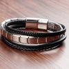 Black Leather Rope Cowhide Men's Double Layer Genuine Leather Woven Bracelet Handmade Multilayer Leather Chain Bracelet 2026