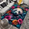 Panda Floral Rug - Colorful Tropical Flowers and Adorable Panda for Living Room Decor | Nature Inspired Carpets
