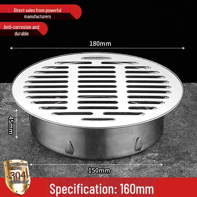 Non-Clogging Stainless Steel Floor Drain with Large Capacity & Direct PVC Insertion for Outdoor Use