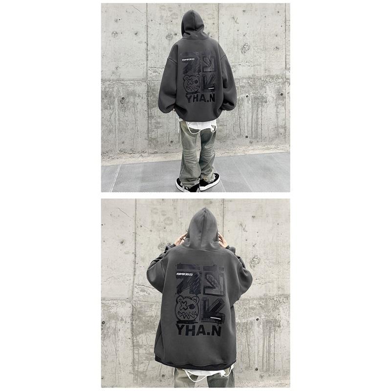 Men's Oversized Graphic Hoodie Hip Hop Style Long Sleeve Pullover Sweatshirt