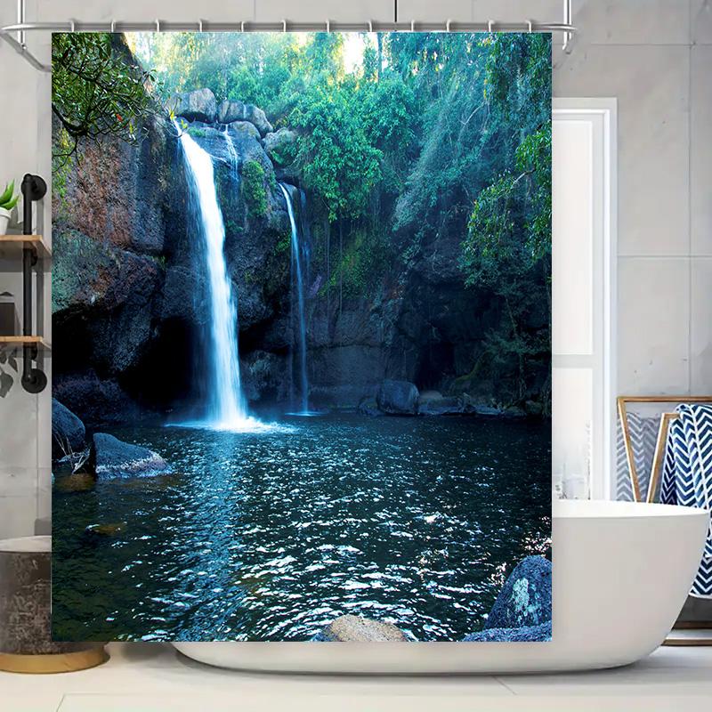 

Высококачественные водонепроницаемые шторы для ванной комнаты с потрясающим принтом водопада, идеально подходящие для создания спа-атмосферы в вас 90x180cm