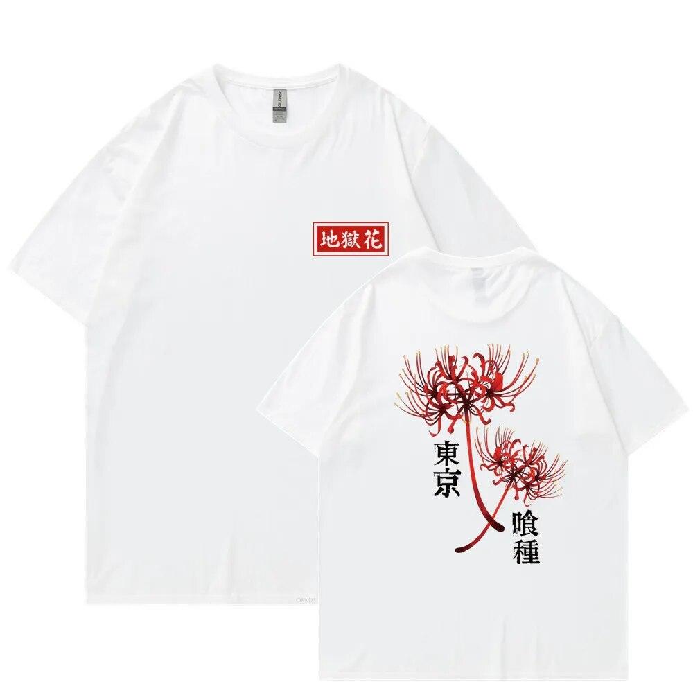Anime Tokyo Ghoul Spider Lily T-shirt Unisex WoUnisex Cool Kane Kiken Graphic Print T-shirts Oversized Streetwear Couples Tees