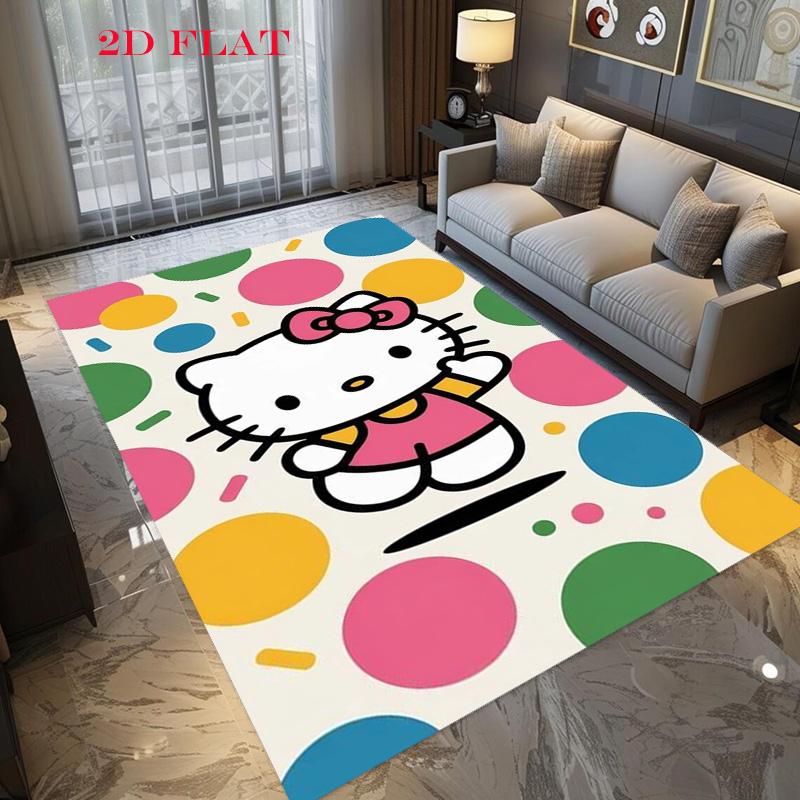 Hello Kitty Neon Stripes carpet Camping Trip Suitable For All Seasons Nap carpet Outdoor Plush carpet Bedroom