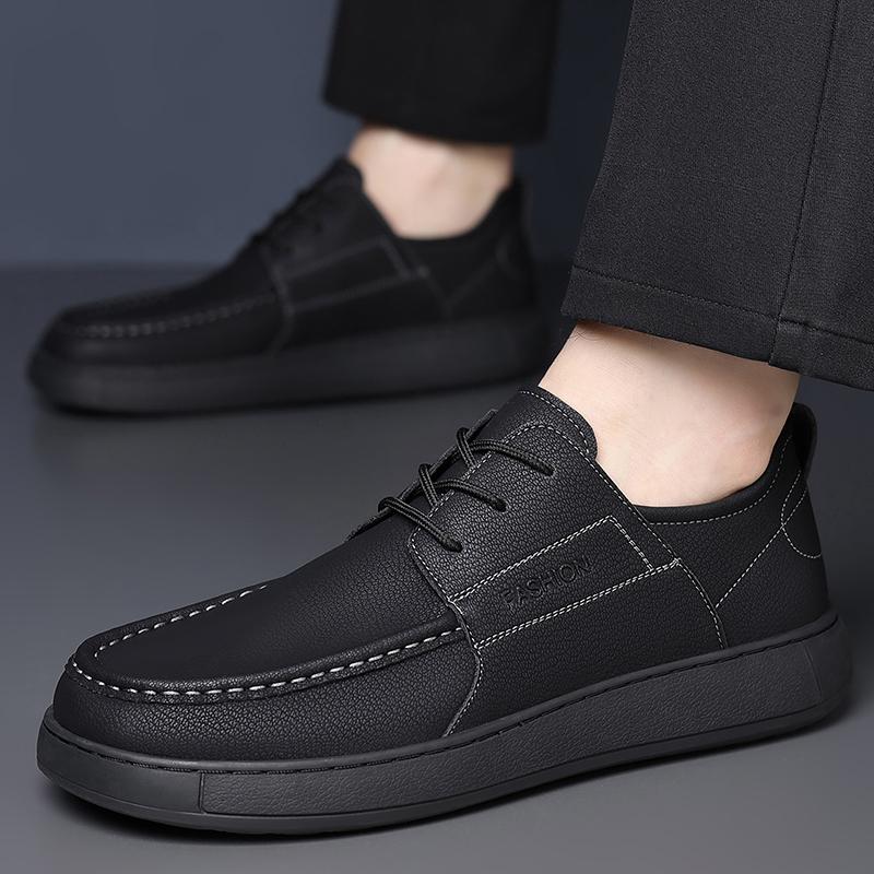 Fashion Brand Men Leather Shoes Popular Retro Versatile Business Dress Round Toe Leather Shoes Quality Flat and Comfortable Oxford Shoes