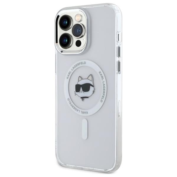 Karl Lagerfeld Klhmp14Xhlschh Iphone 14  Pro Max 6.7 Biały/White Hardcase Iml Metal Choupette Head Magsafe