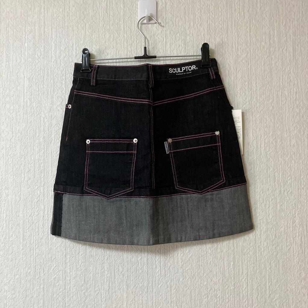 [USED] SCULPTOR denim mini skirt in black and gray, size M