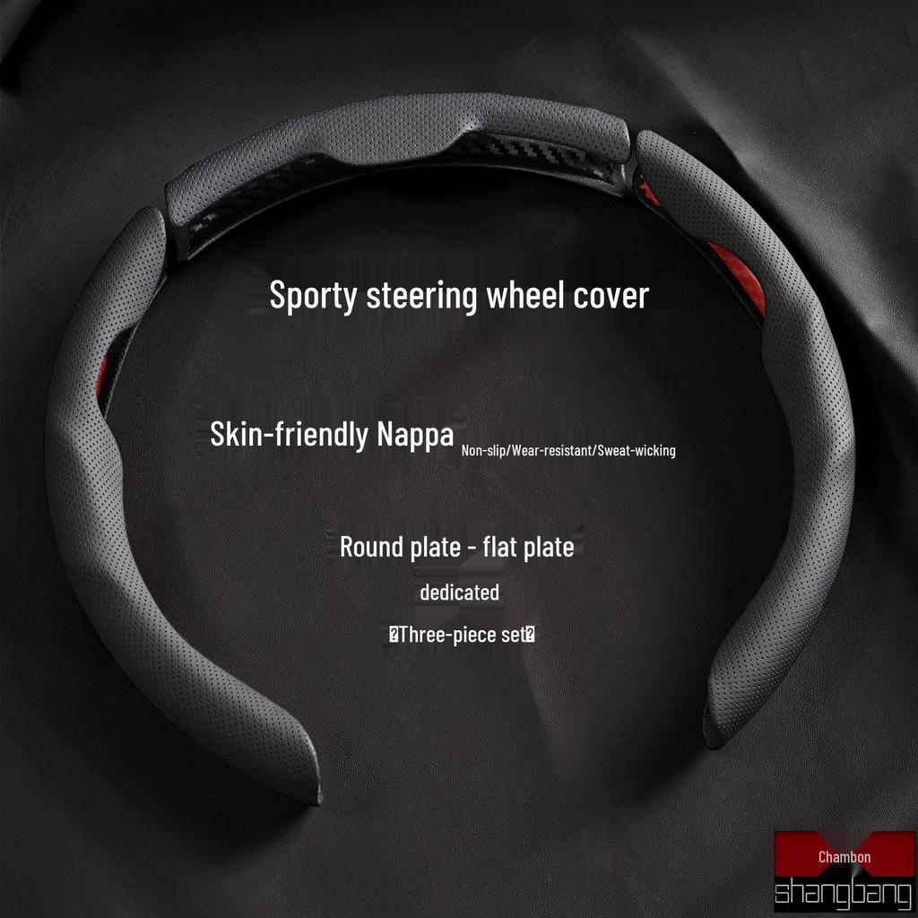 Oddychający Pokrowiec na Kierownicę ze Skóry Nappa, Odporny na Pot, Uniwersalny na Wszystkie Sezony