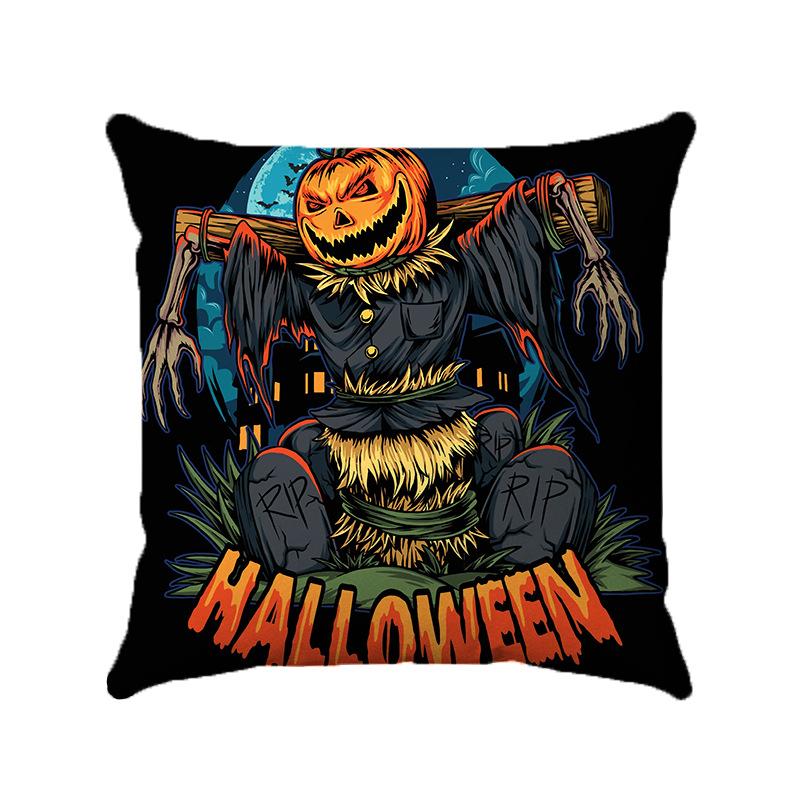 Cartoon Halloween Design Digital Printing Short Plush Pillow Covers Decorative For Car Sofa Office Cushion Cover Home Goods
