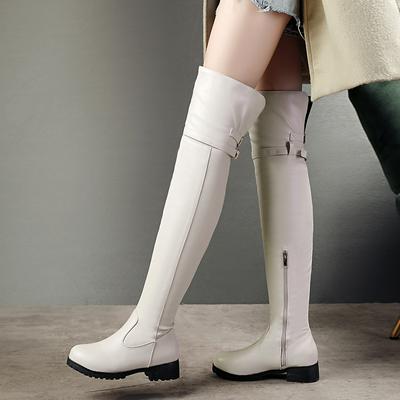 Fashion 2025 Black Low Heels Over The Knee Boots Women Platform Thigh High Boots Autumn Winter Long Boots Sexy Beige Brown Size 34-43