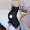 Sexy See Through Lingerie Dress Women Sheer Mesh Slip Nightdress Bedroom Seduction Transparent Chemise with G String Panties