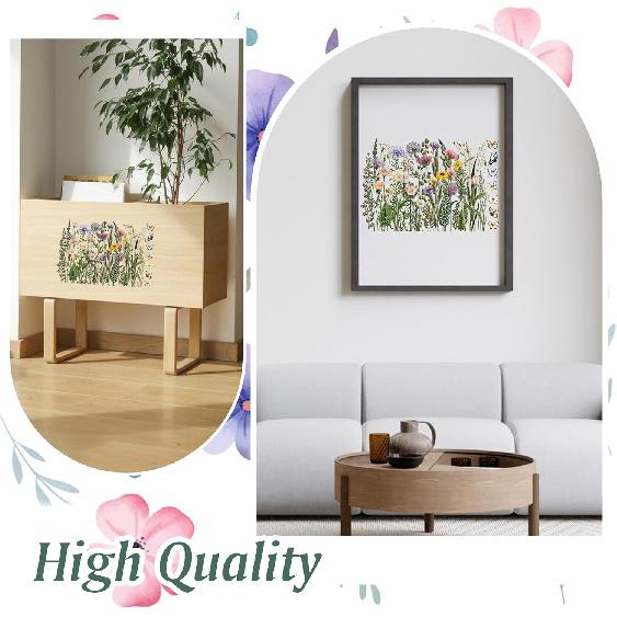 Rub On Transfers for Crafts, 3 Sheets Wildflowers Rub On Transfer Stickers Waterproof Self-Adhesive Butterflies and Flowers Rub On Transfer for Wood