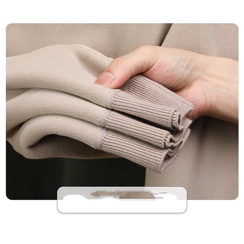 Men's Solid Color Warm Round Neck Thick Long Sleeved Base Shirt