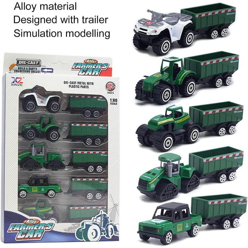 

1/64 детские игрушки модель автомобиля из сплава сплава фермерский автомобиль с прицепом слайд серии 1/64-Size:14*3.5*4cm зелёный