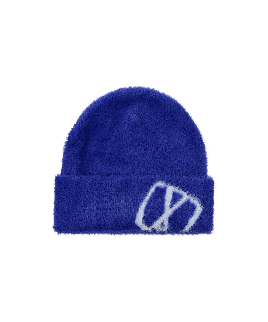 Bajal Va Square Jacquard Angora Beanie Blue