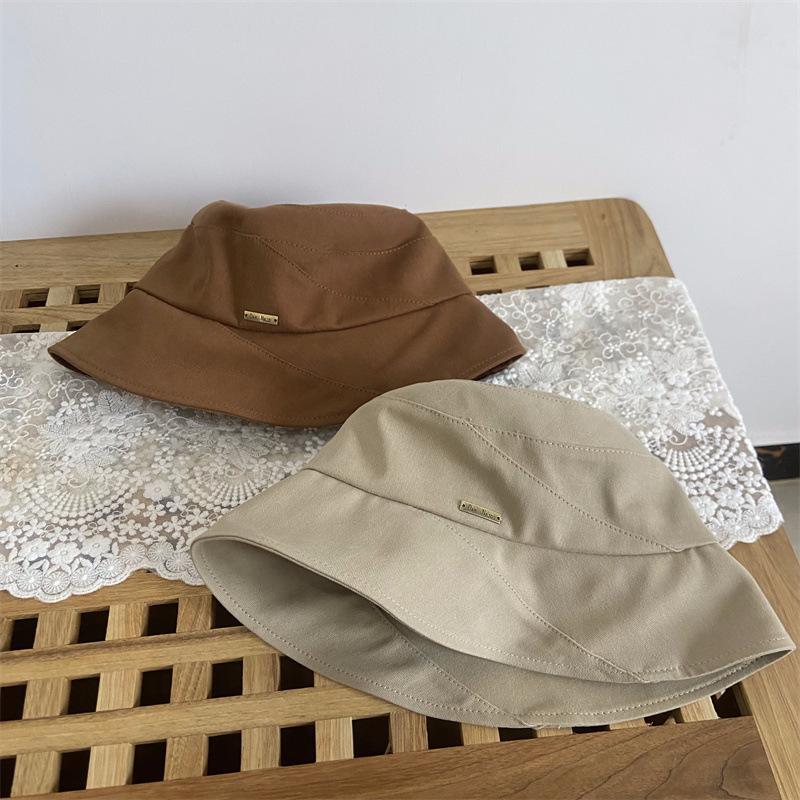 Outdoor Simple Bucket Hat Women Autumn and Winter Retro Face Small Bucket Hat Versatile Big Head Circumference Hat