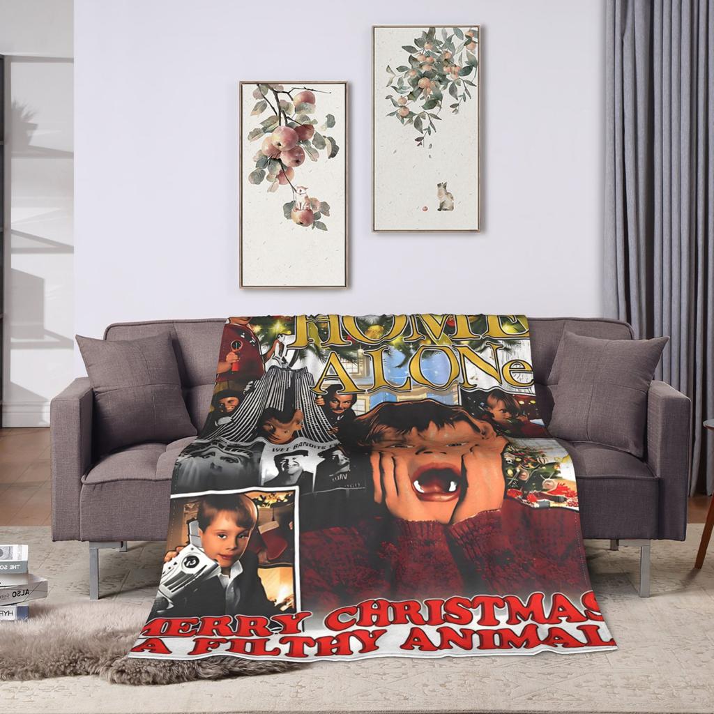 Home Alone Merry Christmas Blanket Camping Flannel Throw Blanket For Living Room Super Warm Custom Quality Bedspread Gift