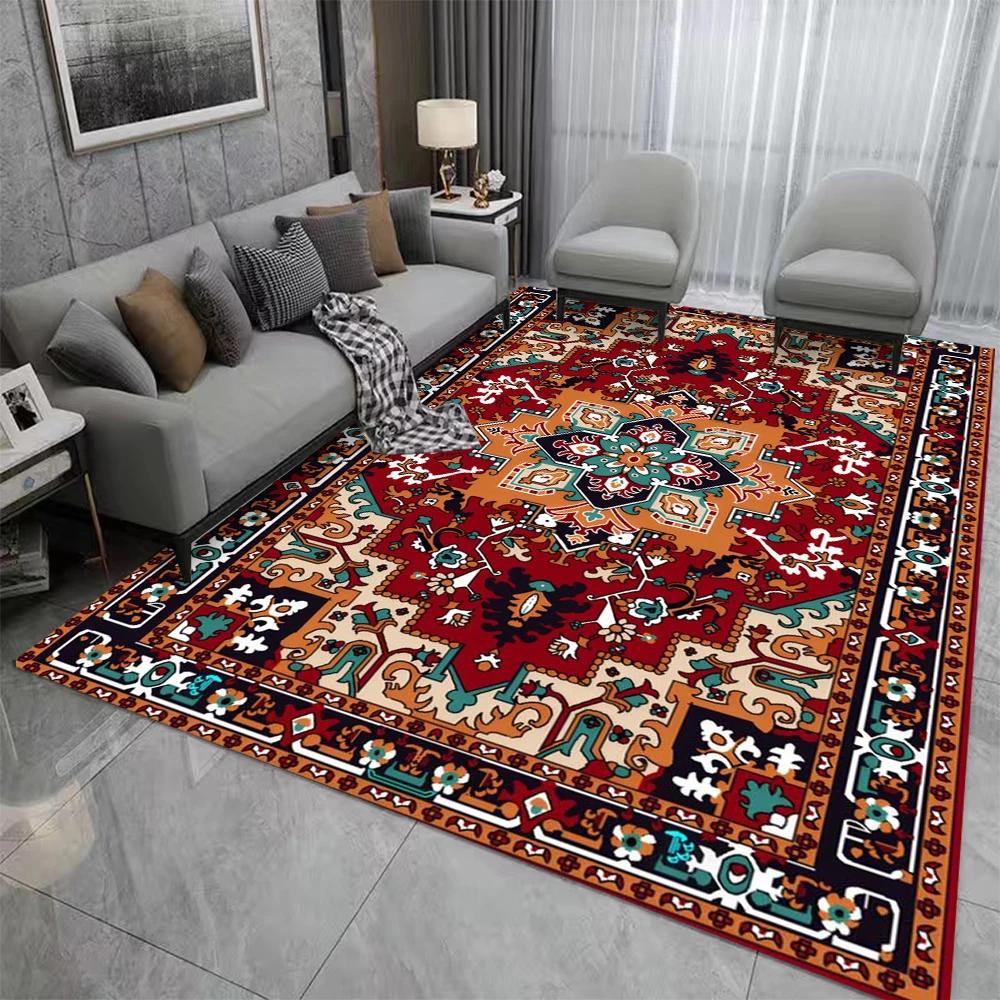 Retro Boho Perský Styl Květinový Koberec Obývací Pokoj Ložnice Balkon Pohovka Stůl Dveřní Rohožka Protiskluzová Prací v Pračce Domácí Podložka Dekor