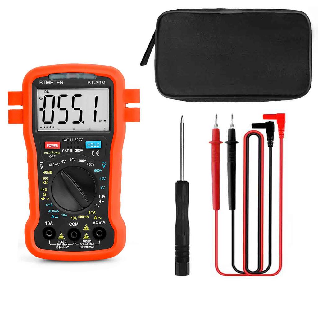 BTMETER Digital Multimeter Electrical Tester, 4000 Counts TRMS Volt Meter AC DC Current Ohm Meter with Continuity Buzzer,BT-39M